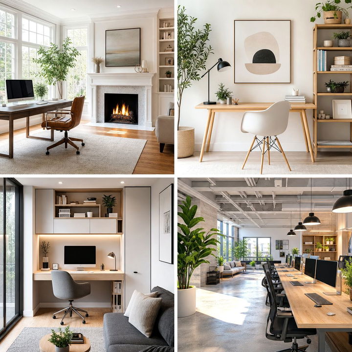 22 Home Office Ideas Featuring Cozy Fireplace Designs