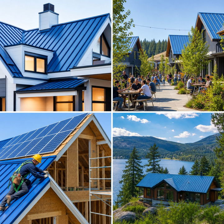 22 Houses With Blue Metal Roofs Stylish and Durable Designs