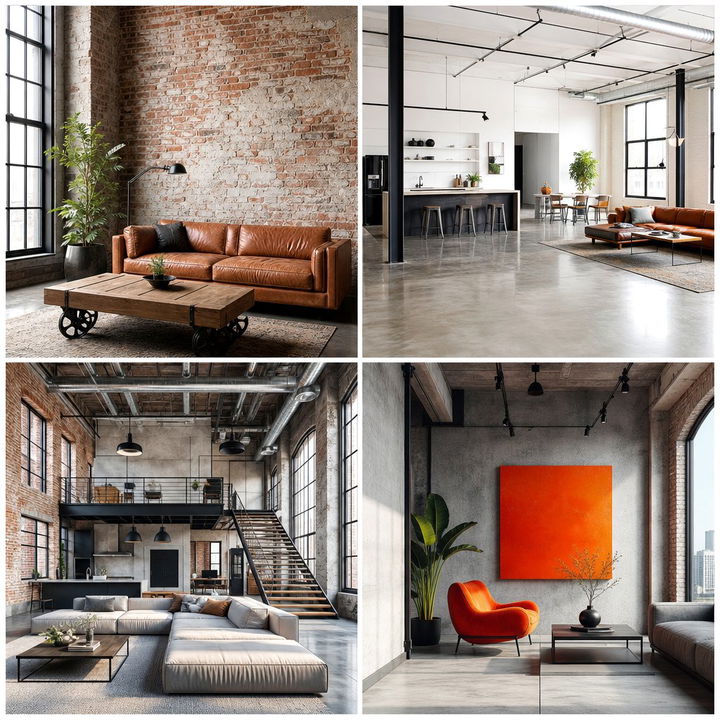 Industrial Living Room Designs with Exposed Structural Details