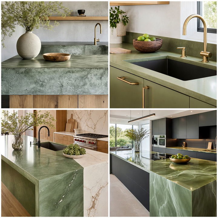 22 Fresh Kitchens With Green Countertops: Color Inspiration