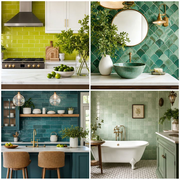 22 Green Bathroom Tile Ideas for Spa-Like Retreat Designs