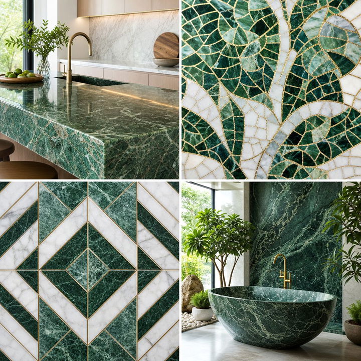 22 Green Marble Countertop Ideas for Luxe Kitchen & Bath Designs