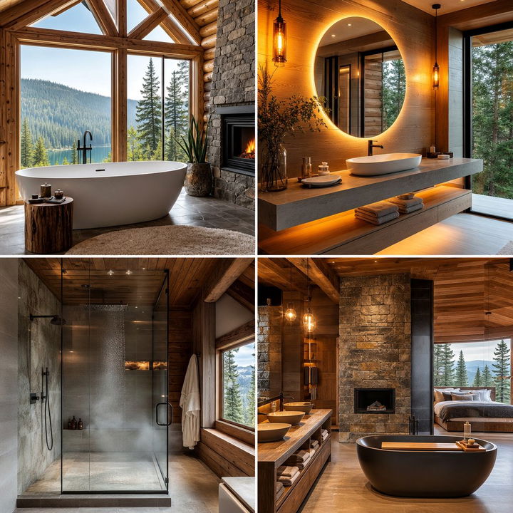 22 Rustic Log Cabin Bathroom Design Inspiration Ideas