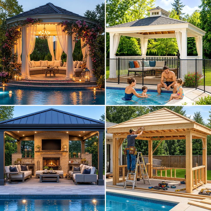 22 Charming Pool Gazebo Ideas for Shade and Relaxation by the Water