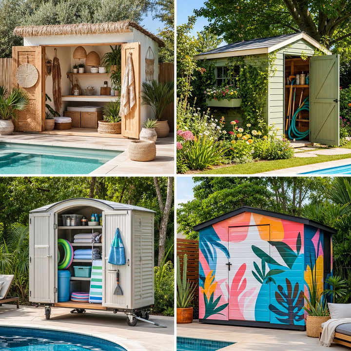 22 Compact Pool Shed Ideas for Organized and Clutter-Free Spaces