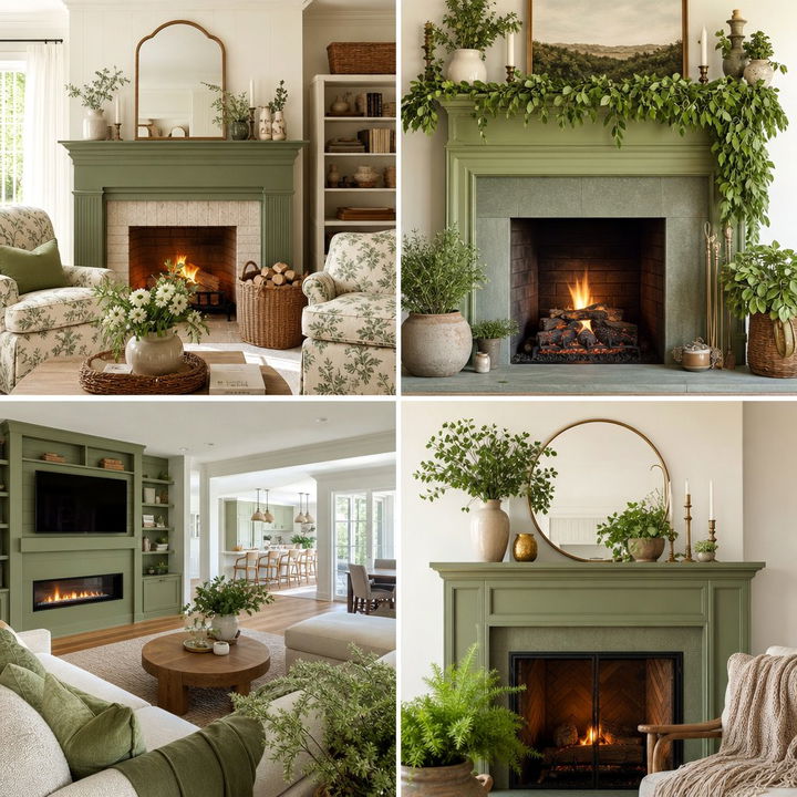 22 Sage Green Fireplace Ideas for Cozy, Nature-Inspired Homes
