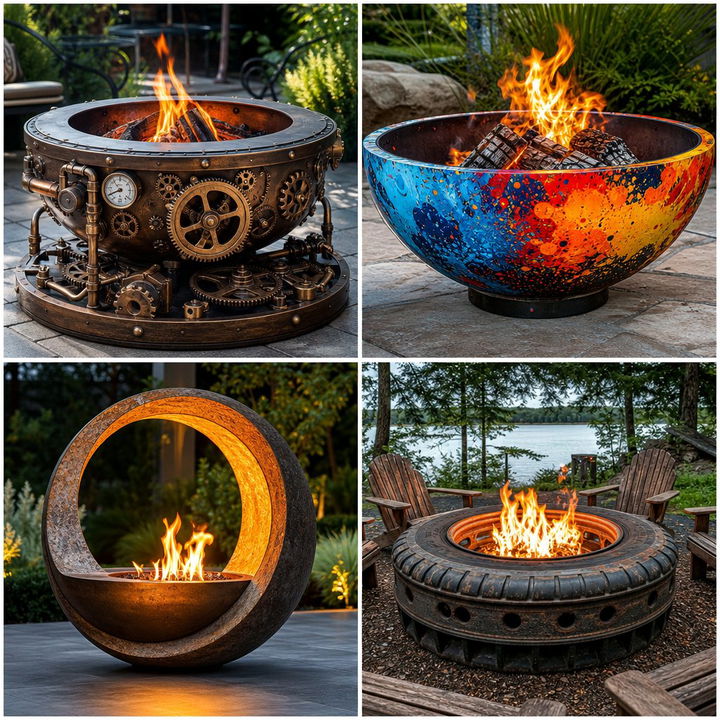 22 Truck Rim Fire Pit Designs for Rustic Backyard Vibes