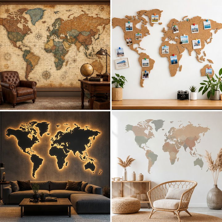 30 Adventurous World Map Bedroom Ideas for Travel Lovers