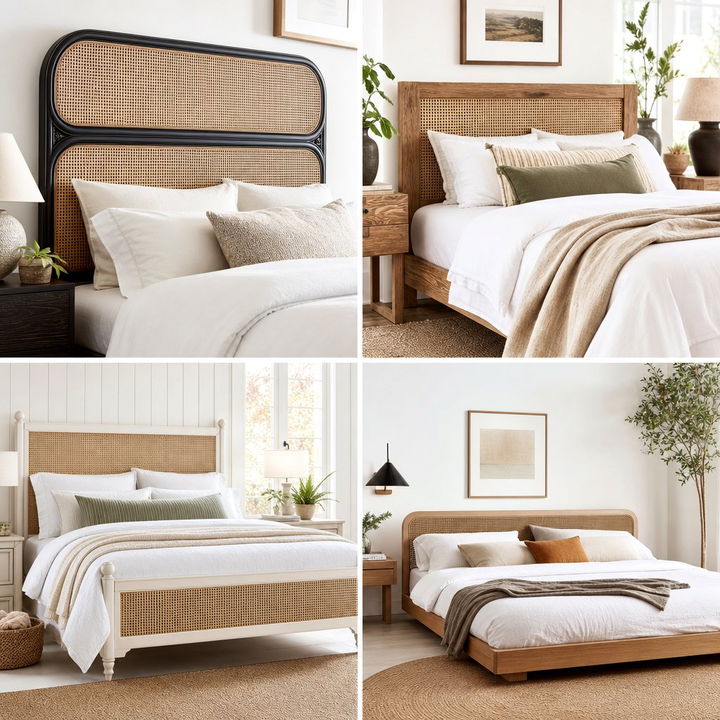30 Bedroom Cane Headboards for a Chic Boho Aesthetic