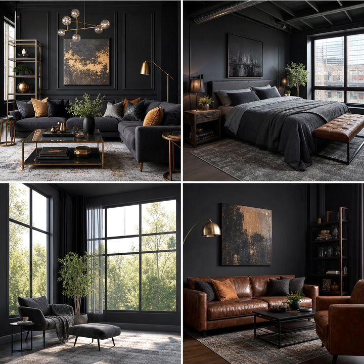 30 Bedroom Charcoal Walls for a Bold and Moody Vibe