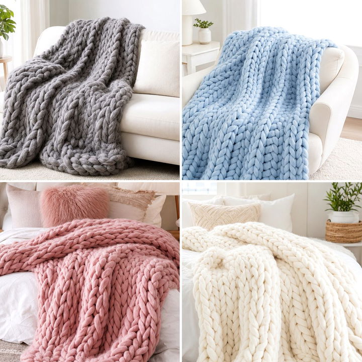 30 Bedroom Chunky Knit Throws for a Cozy Layered Look