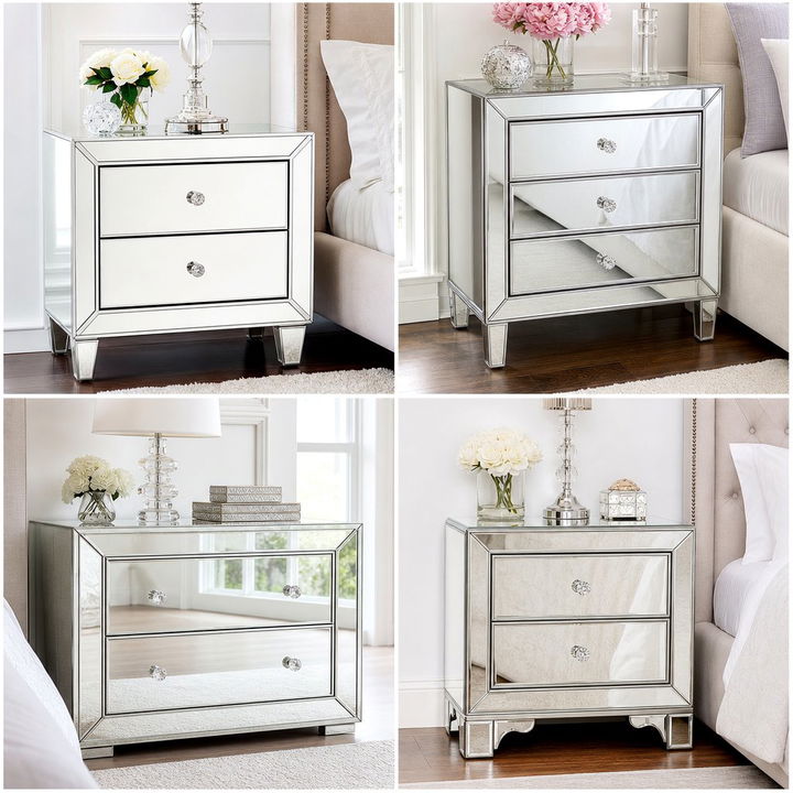 30 Best Bedroom Mirrored Nightstands for Bedside Glam
