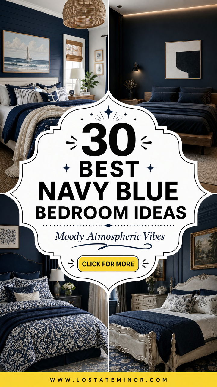 30 Best Navy Blue Bedroom Ideas for a Moody Atmosphere - 30 Best Navy Blue Bedroom Ideas for a Moody Atmosphere