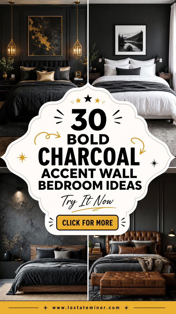 30 Bold Charcoal Accent Wall Bedroom Designs to Try Now - 30 Bold Charcoal Accent Wall Bedroom Designs to Try Now
