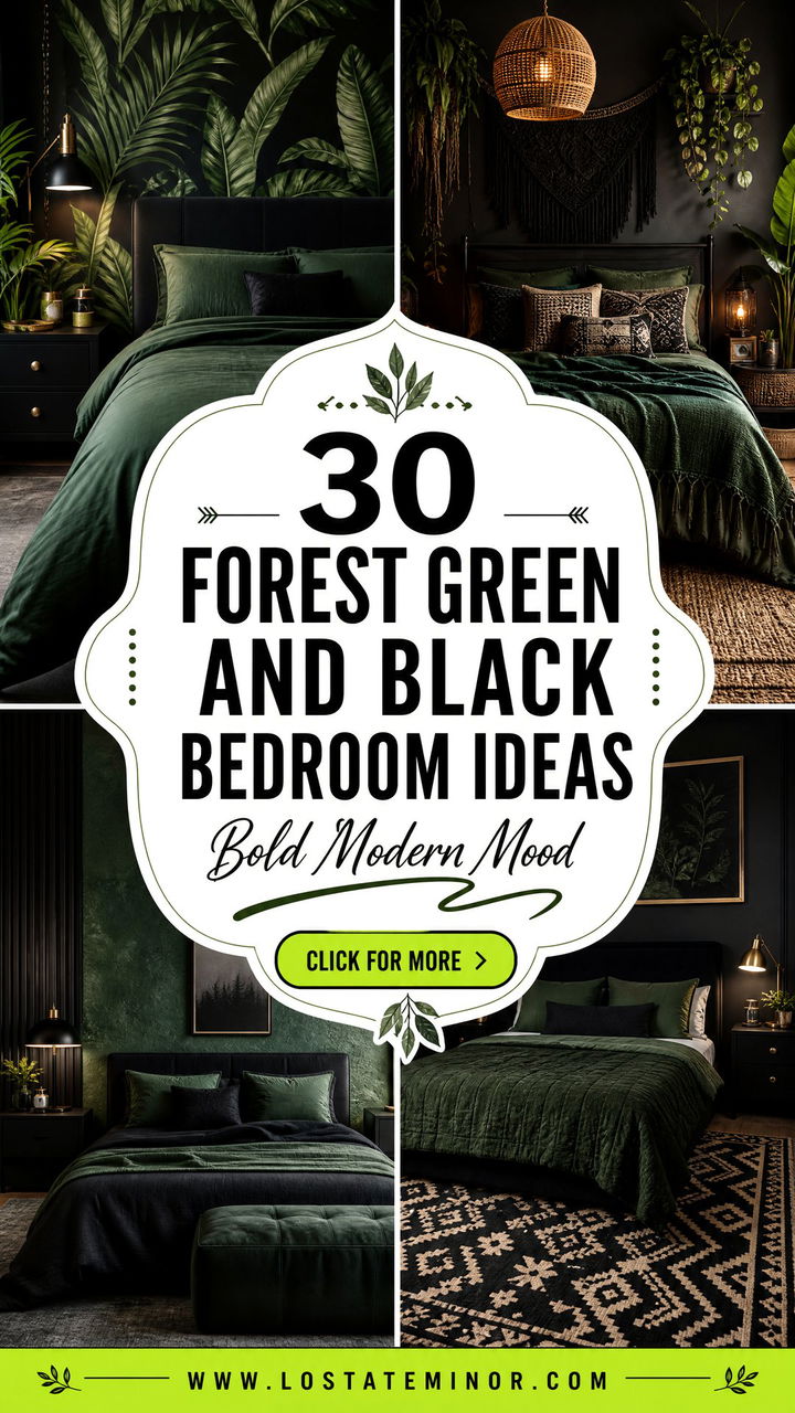30 Bold Forest Green and Black Bedroom Ideas for Modern Homes - 30 Bold Forest Green and Black Bedroom Ideas for Modern Homes