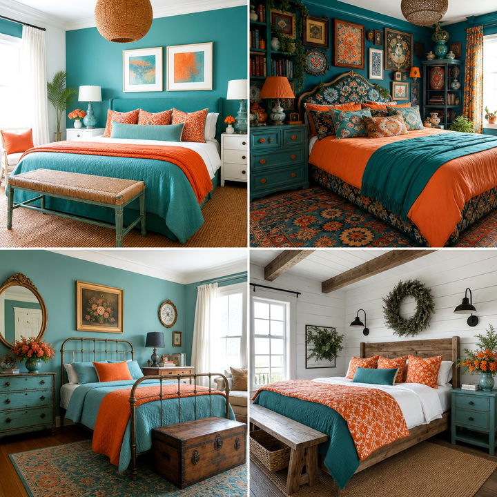 30 Bold Teal and Orange Bedroom Color Combo Ideas to Try