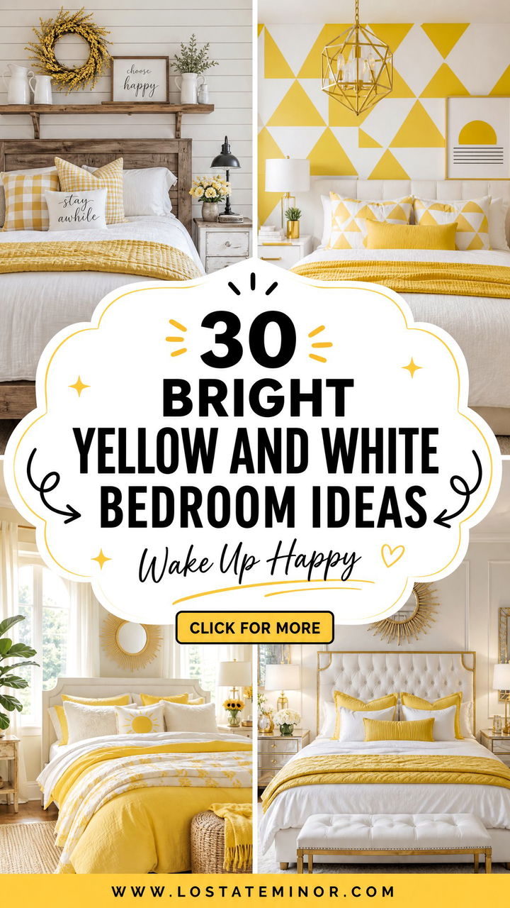 30 Bright Yellow and White Bedroom Ideas to Wake Up Happy - 30 Bright Yellow and White Bedroom Ideas to Wake Up Happy