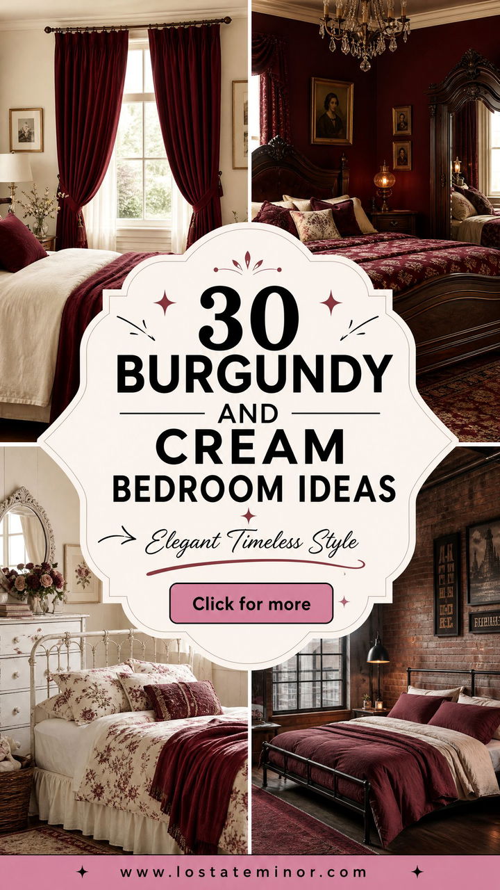30 Burgundy and Cream Bedroom Ideas for Elegant Style - 30 Burgundy and Cream Bedroom Ideas for Elegant Style
