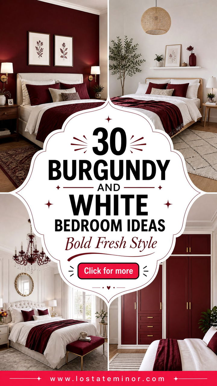 30 Burgundy and White Bedroom Ideas Bold and Fresh - 30 Burgundy and White Bedroom Ideas: Bold and Fresh