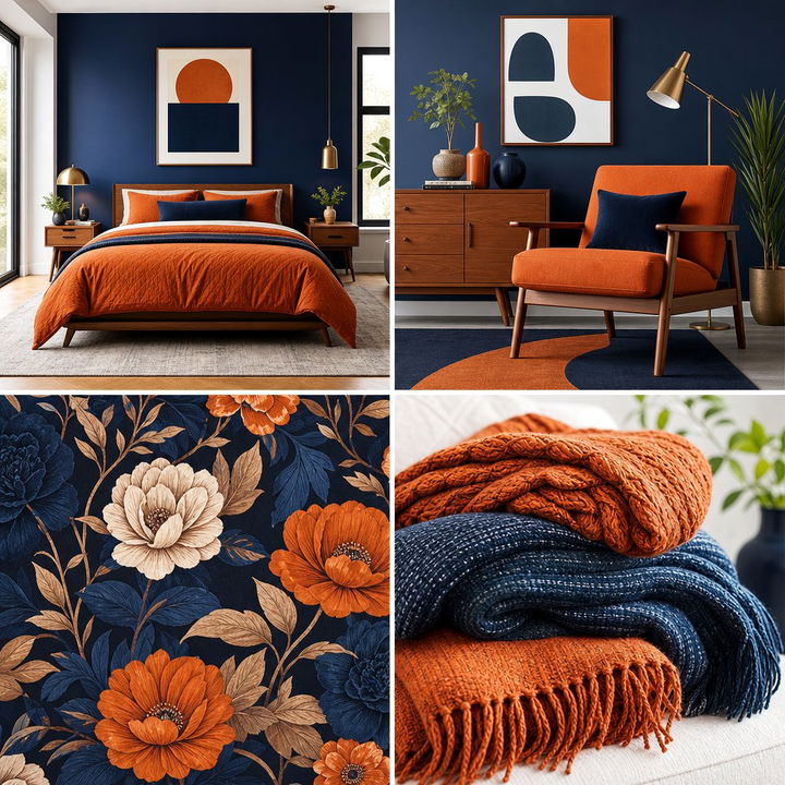 30 Burnt Orange and Navy Bedroom Ideas for Bold Style