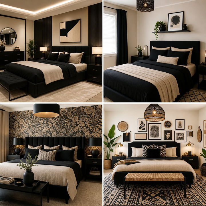 30 Chic Black and Beige Bedroom Color Combo Design Ideas