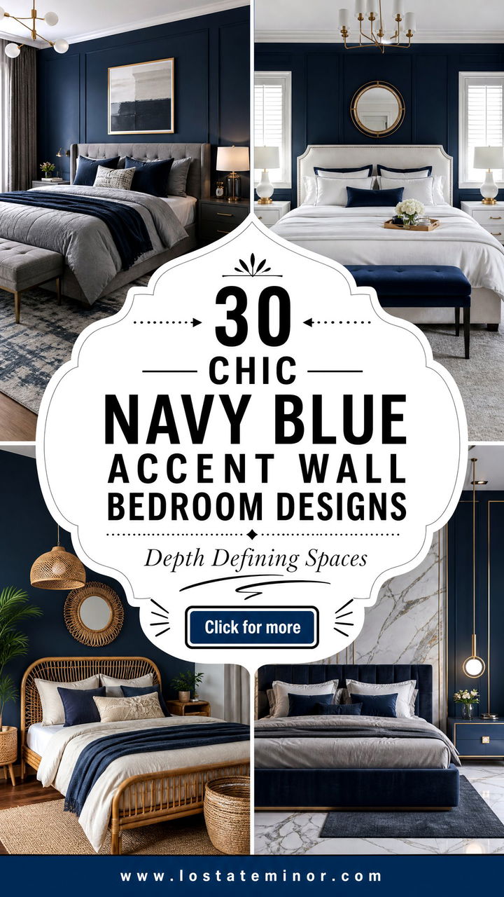 30 Chic Navy Blue Accent Wall Bedroom Designs for Depth - 30 Chic Navy Blue Accent Wall Bedroom Designs for Depth