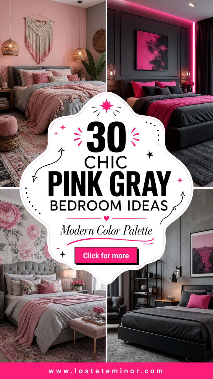 30 Chic Pink Gray Bedroom Ideas for a Modern Color Palette - 30 Chic Pink Gray Bedroom Ideas for a Modern Color Palette