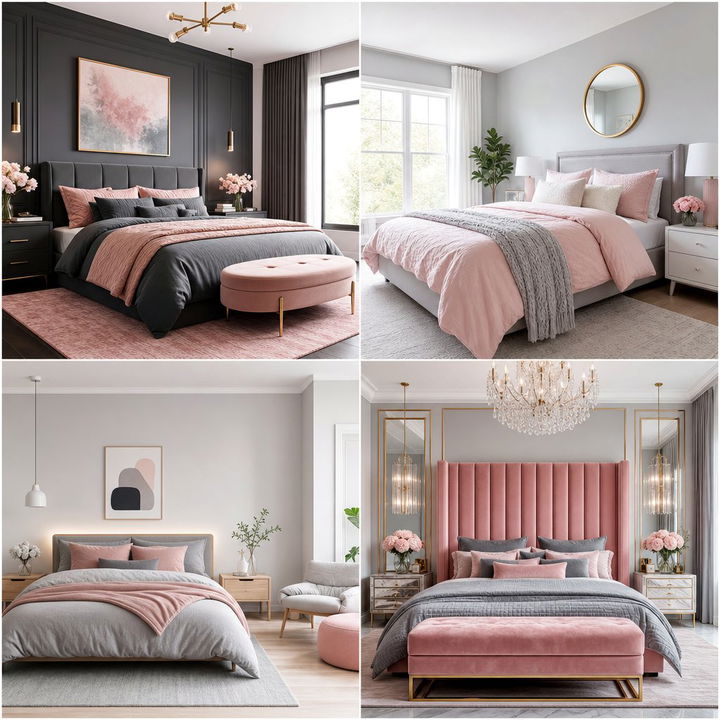 30 Chic Pink Gray Bedroom Ideas for a Modern Color Palette