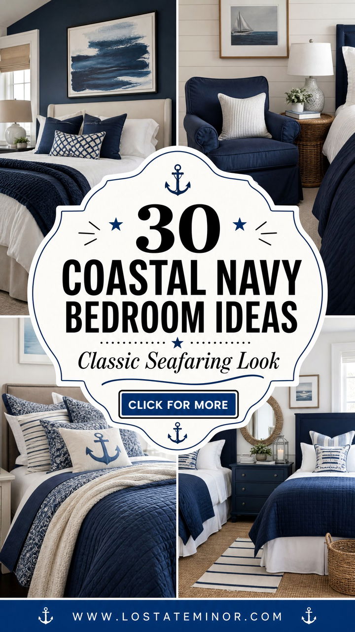 30 Coastal Navy Bedroom Ideas for a Classic Seafaring Look - 30 Coastal Navy Bedroom Ideas for a Classic Seafaring Look