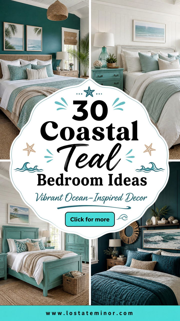 30 Coastal Teal Bedroom Ideas for Vibrant Ocean-Inspired Decor - 30 Coastal Teal Bedroom Ideas for Vibrant Ocean-Inspired Decor