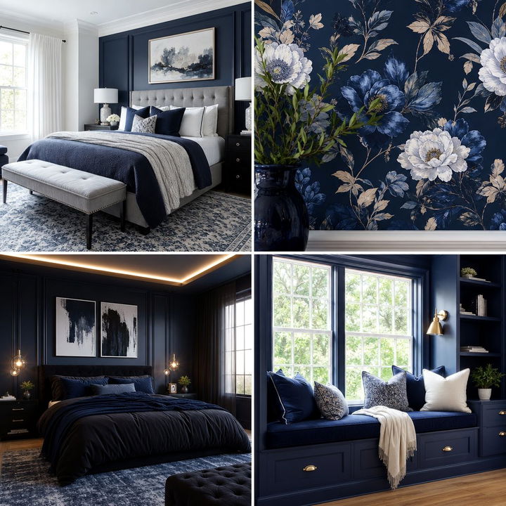 30 Contemporary Navy Bedroom Ideas for a Moody Elegant Room