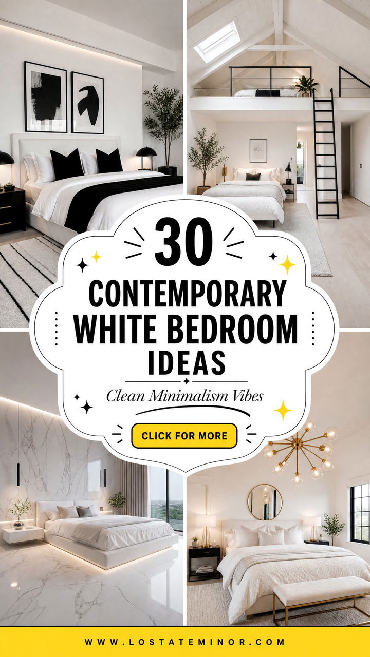 30 Contemporary White Bedroom Ideas for a Clean Minimalism - 30 Contemporary White Bedroom Ideas for a Clean Minimalism