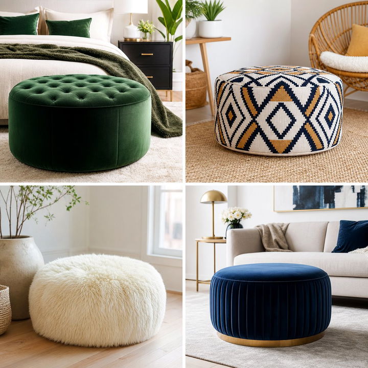 30 Cozy Bedroom Poufs for Extra Seating and Decorative Charm