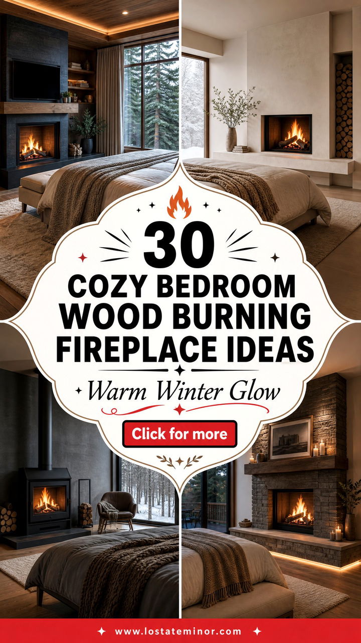 30 Cozy Bedroom Wood Burning Fireplace Ideas for Winter - 30 Cozy Bedroom Wood Burning Fireplace Ideas for Winter