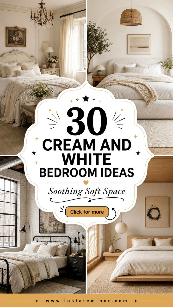 30 Cream and White Bedroom Ideas for a Soothing Space - 30 Cream and White Bedroom Ideas for a Soothing Space