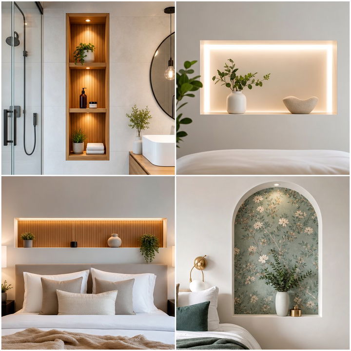 30 Creative Bedroom Wall Niches for Built-In Storage