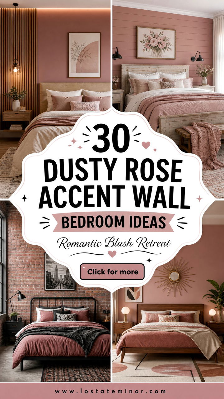 30 Dusty Rose Accent Wall Bedroom Ideas for a Romantic Feel - 30 Dusty Rose Accent Wall Bedroom Ideas for a Romantic Feel