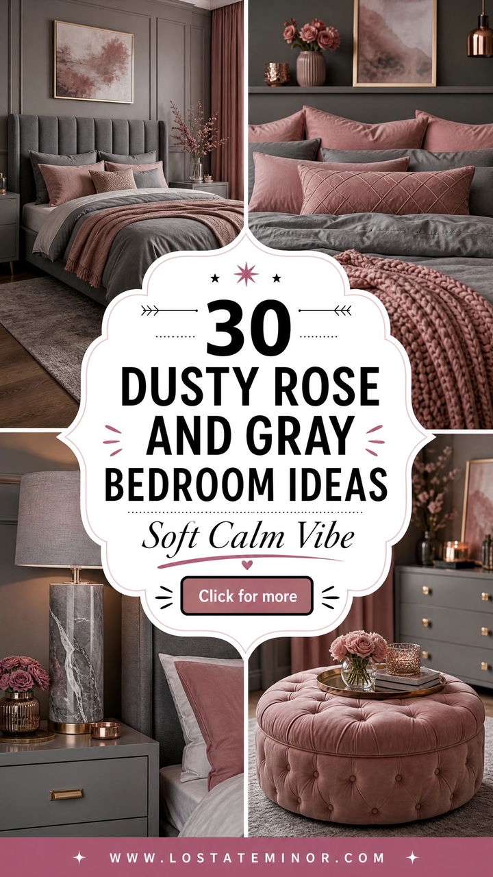 30 Dusty Rose and Gray Bedroom Ideas for a Soft Calm Vibe - 30 Dusty Rose and Gray Bedroom Ideas for a Soft, Calm Vibe