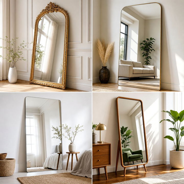 30 Elegant Bedroom Leaning Mirrors for a Spacious Feel
