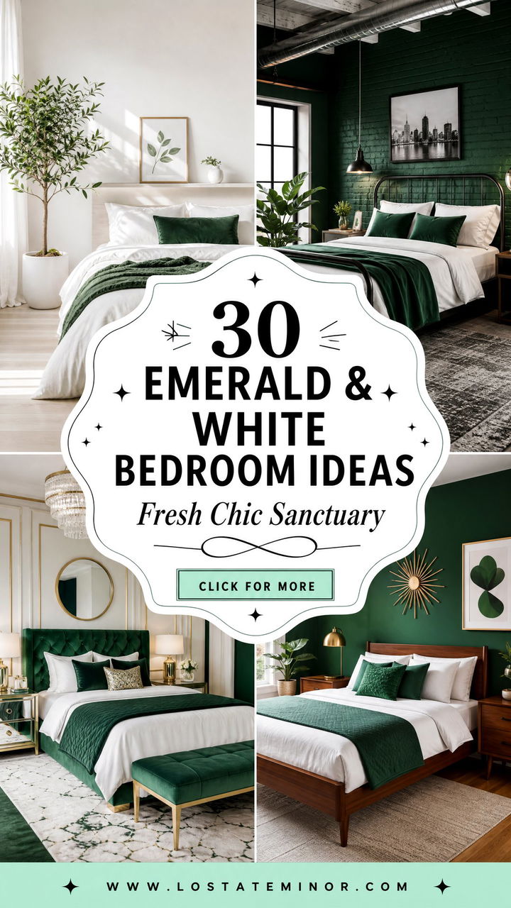 30 Emerald and White Bedroom Ideas for a Fresh Chic Look - 30 Emerald and White Bedroom Ideas for a Fresh, Chic Look