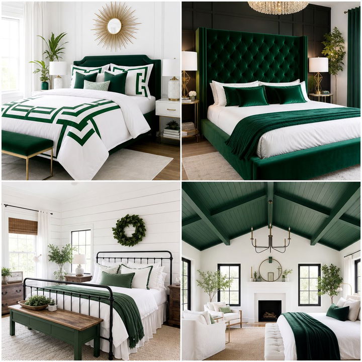 30 Emerald and White Bedroom Ideas for a Fresh, Chic Look