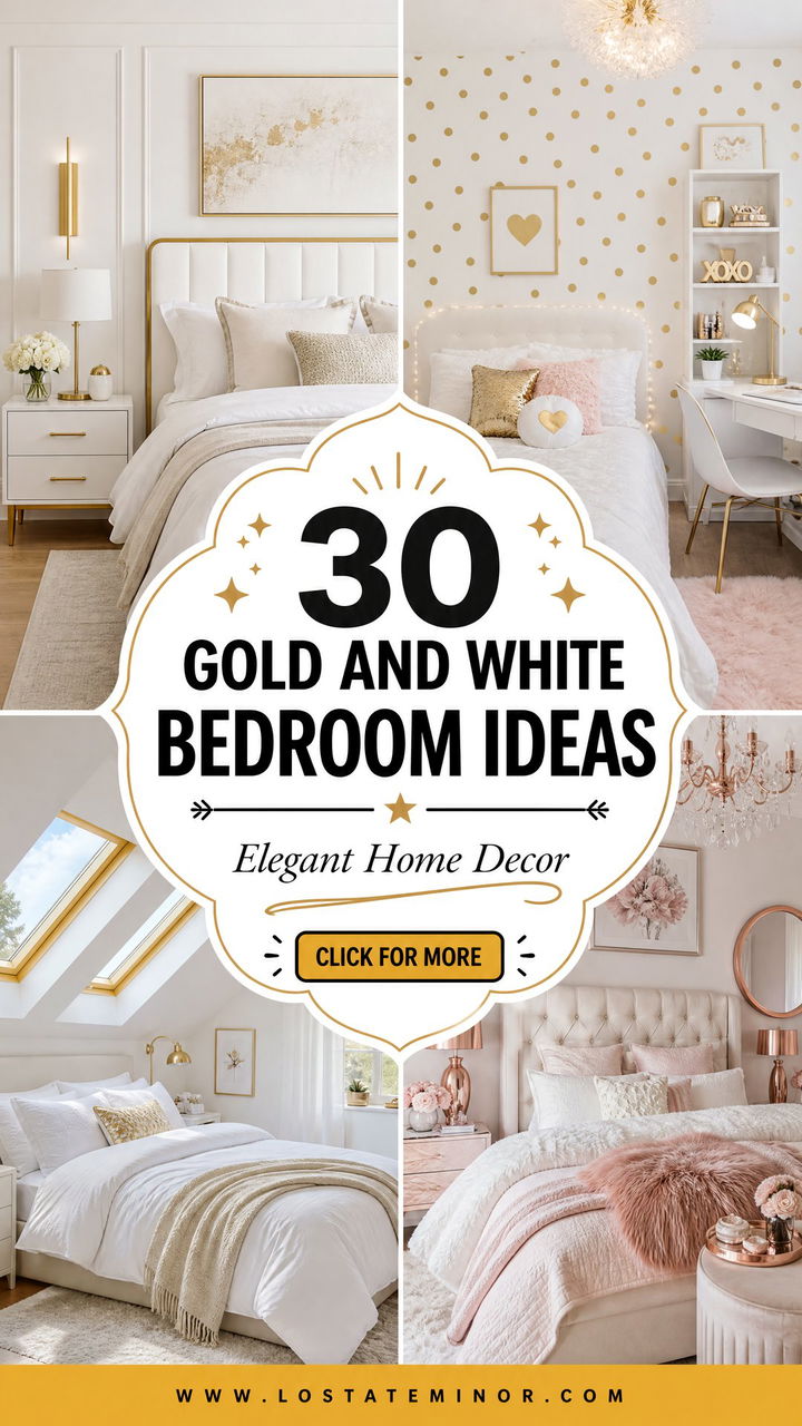 30 Gold and White Bedroom Ideas for Elegant Home Decor - 30 Gold and White Bedroom Ideas for Elegant Home Decor