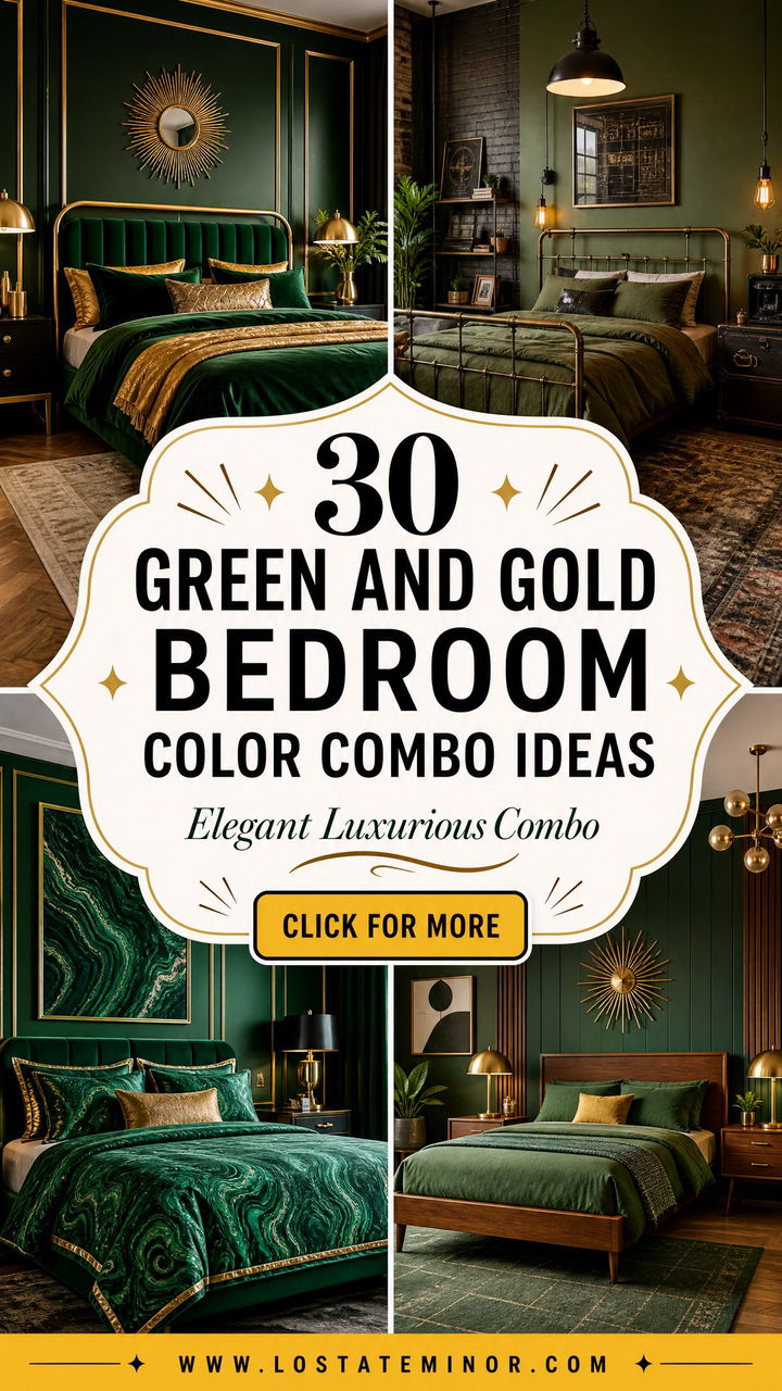 30 Green and Gold Bedroom Color Combo Ideas for Elegance - 30 Green and Gold Bedroom Color Combo Ideas for Elegance