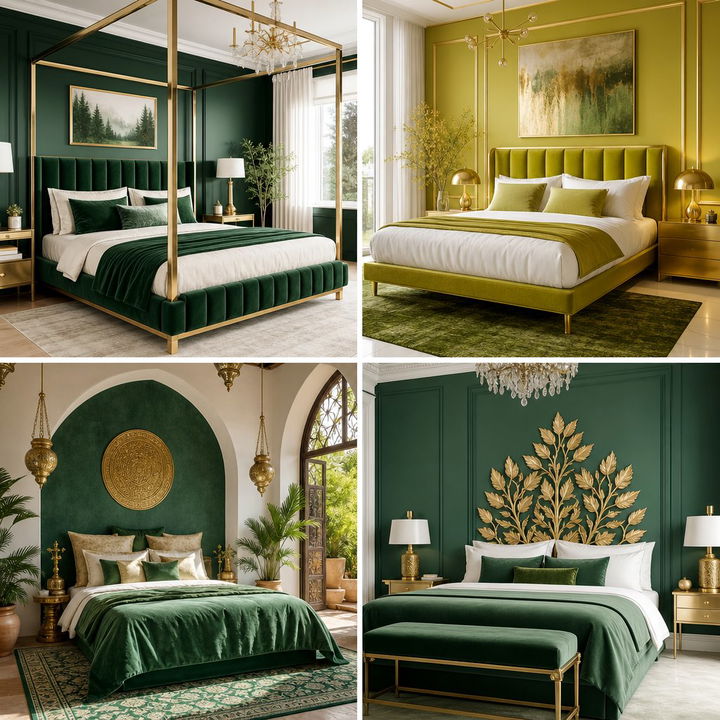 30 Green and Gold Bedroom Color Combo Ideas for Elegance