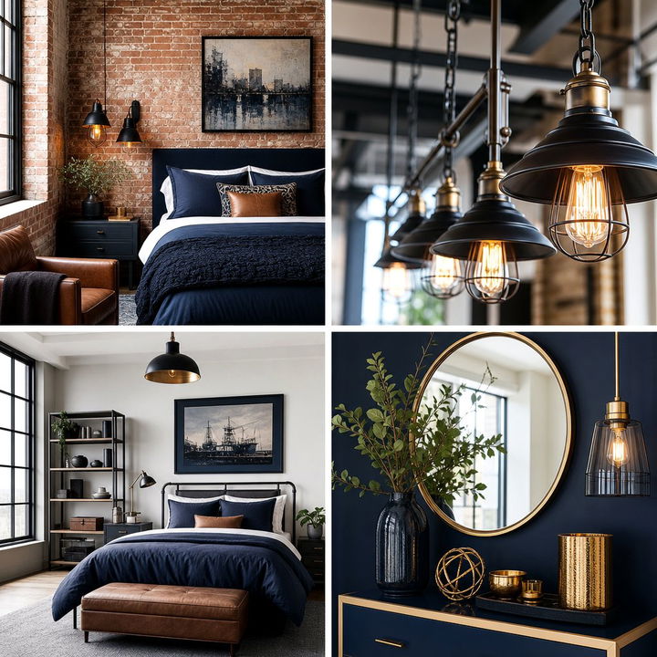 30 Industrial Navy Bedroom Ideas for a Bold Modern Look