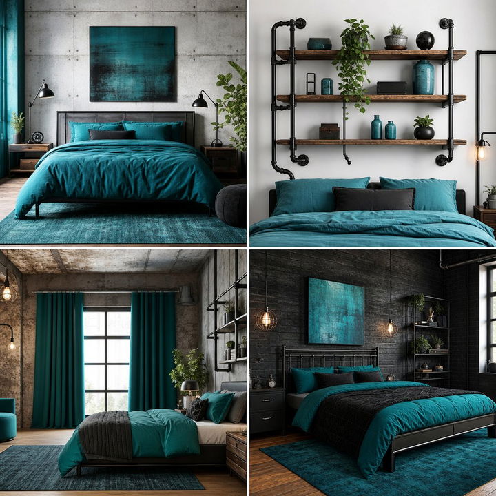 30 Industrial Teal Bedroom Ideas for a Unique Urban Space
