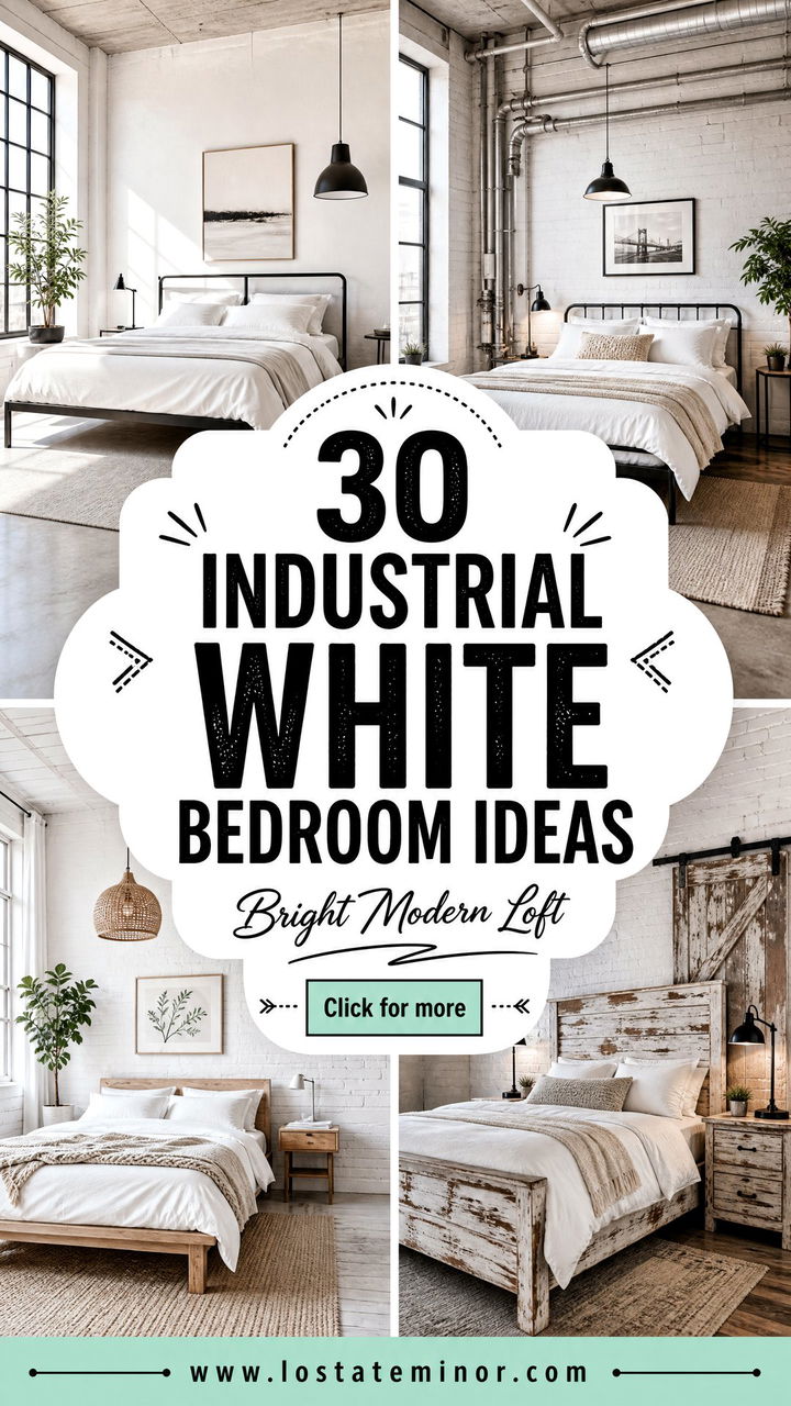 30 Industrial White Bedroom Ideas for a Bright Modern Loft - 30 Industrial White Bedroom Ideas for a Bright Modern Loft