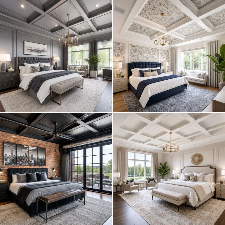 30 Luxury Bedroom Coffered Ceiling Designs for High-End Style
