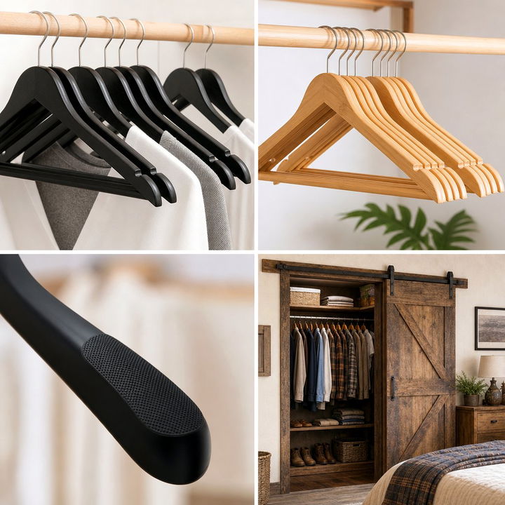 30 Luxury Bedroom Wooden Hangers for an Organized Closet