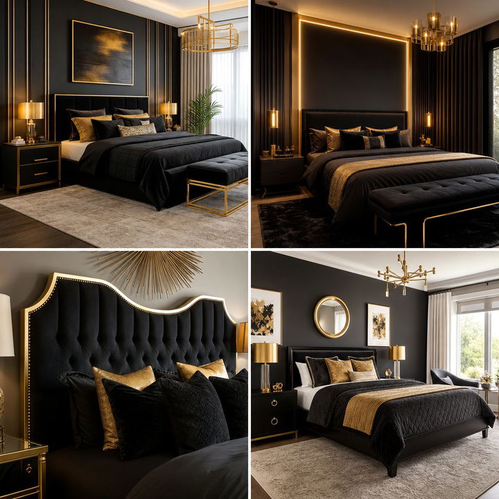 30 Luxury Black and Gold Bedroom Ideas for a Glamorous Look
